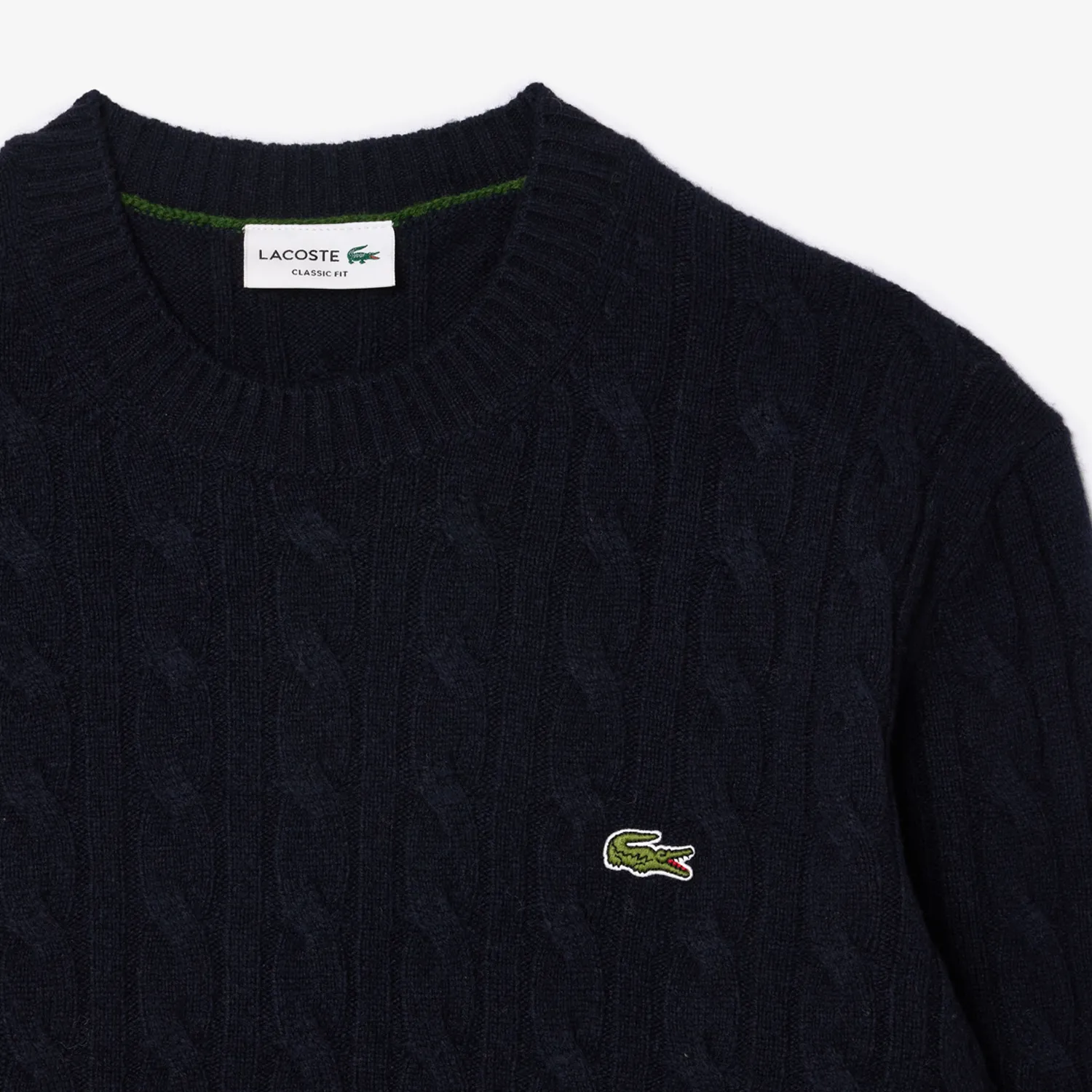 Navy Cable Knit Wool Crew Neck Sweater sold by Morris and King product image thumbnail 3