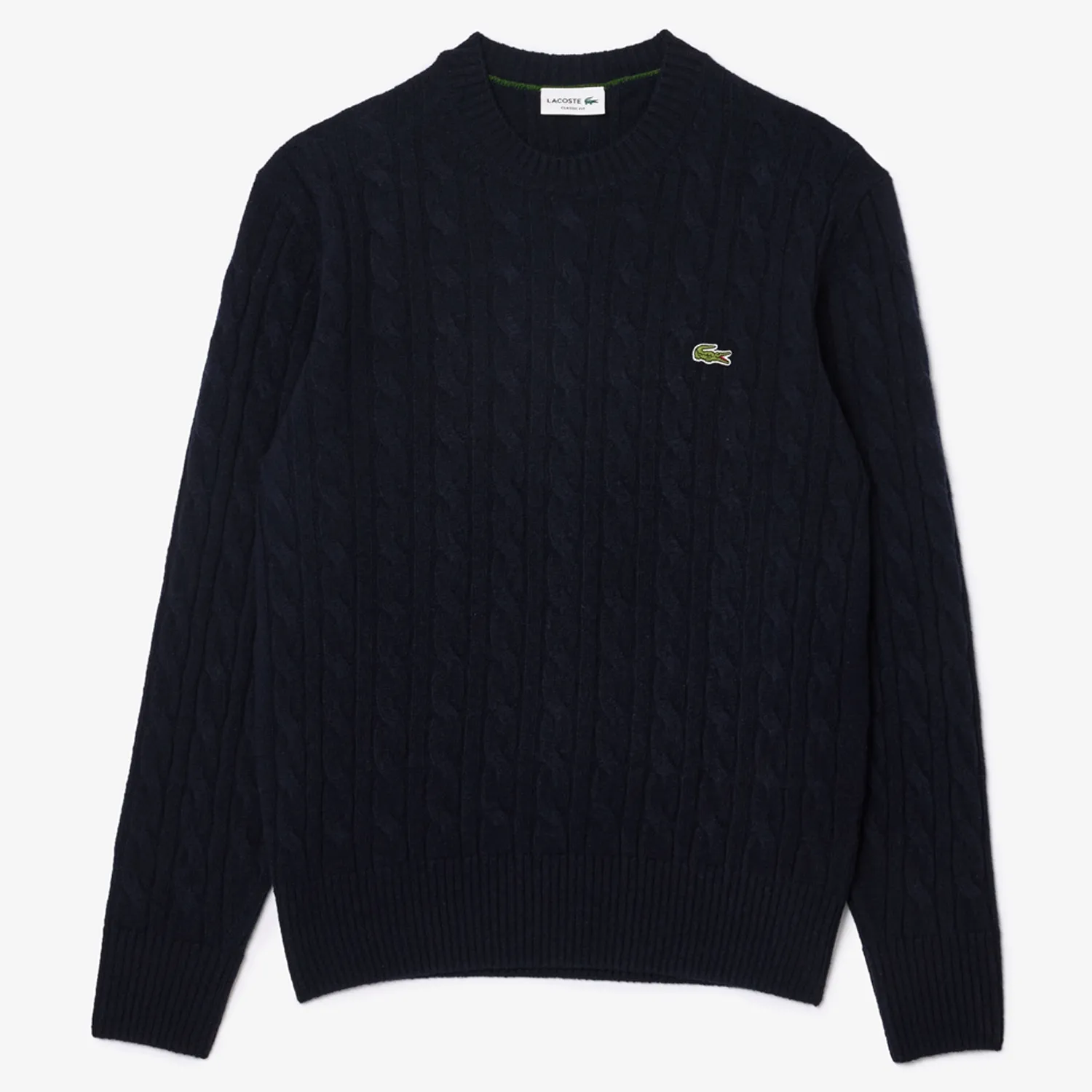 Navy Cable Knit Wool Crew Neck Sweater sold by Morris and King product image thumbnail 2