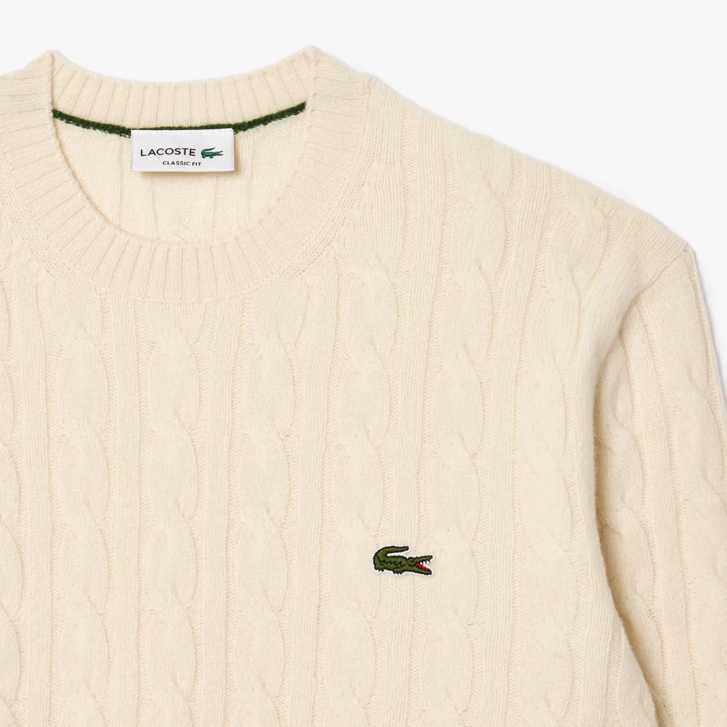 Cream Cable Knit Wool Crew Neck Sweater sold by Morris and King product image thumbnail 3