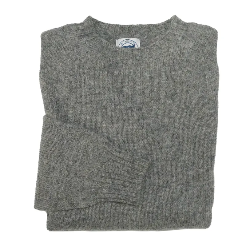 Medium Grey Scottish Shetland Wool Sweater sold by Morris and King