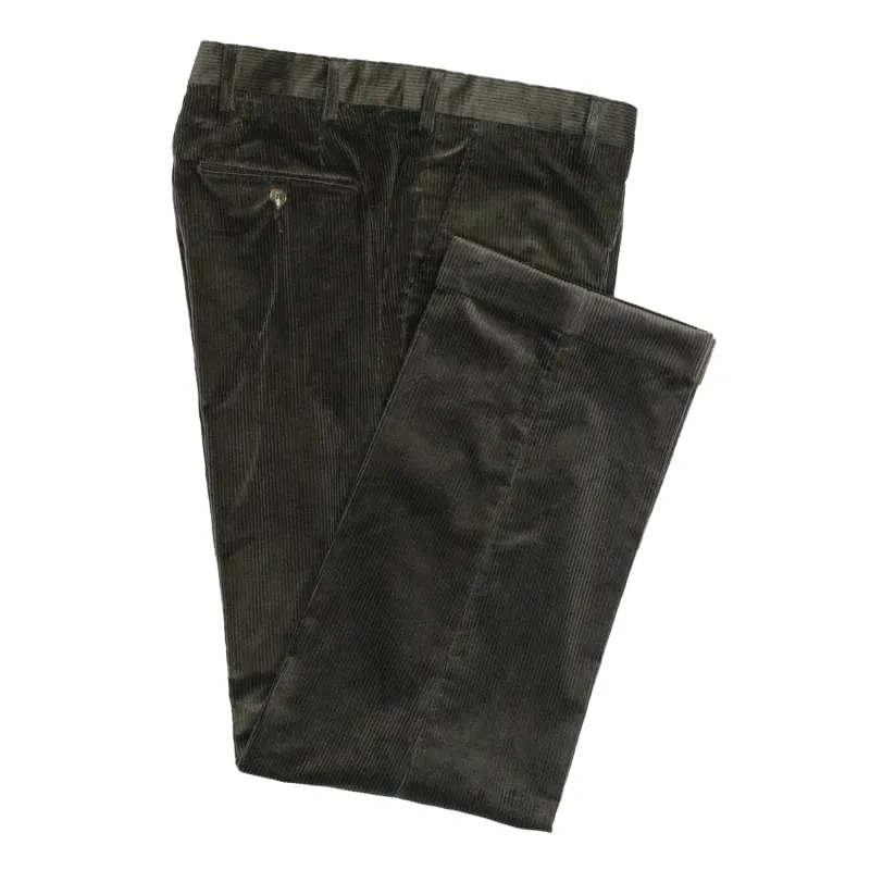 Charcoal Italian Corduroy Trousers - Classic Fit sold by Morris and King
