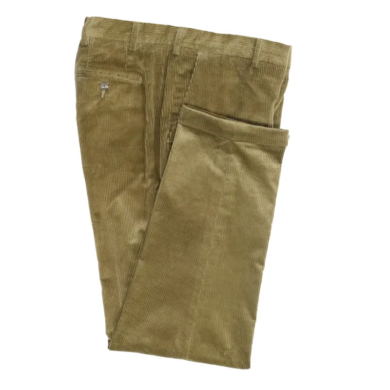 Tan Italian Corduroy Trousers - Classic Fit made by Morris and King