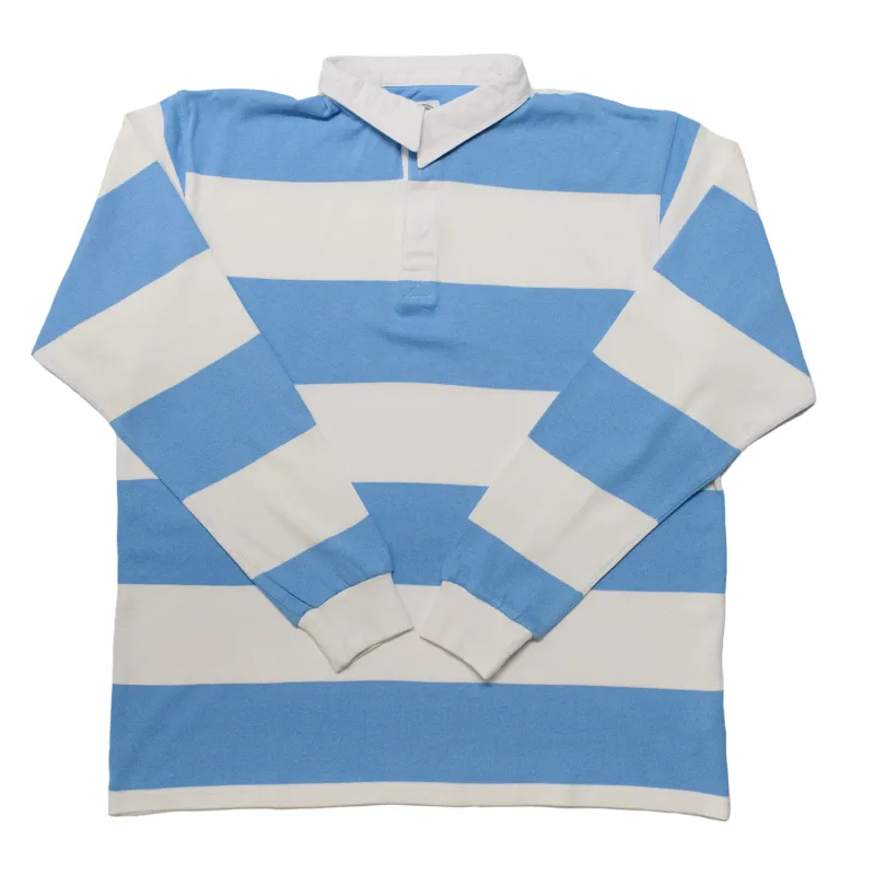 Light Blue / White Collegiate Stripe Rugby Shirt - Regular Fit sold by Morris and King