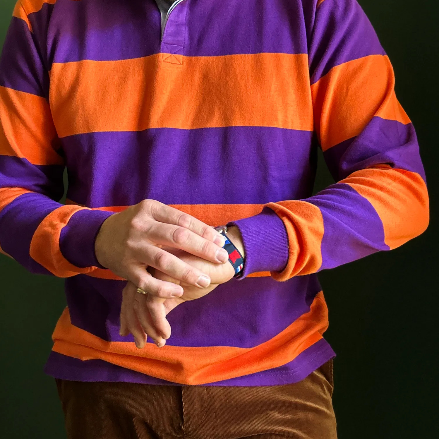 Orange / Purple Collegiate Stripe Rugby Shirt - Regular Fit sold by Morris and King product image thumbnail 3
