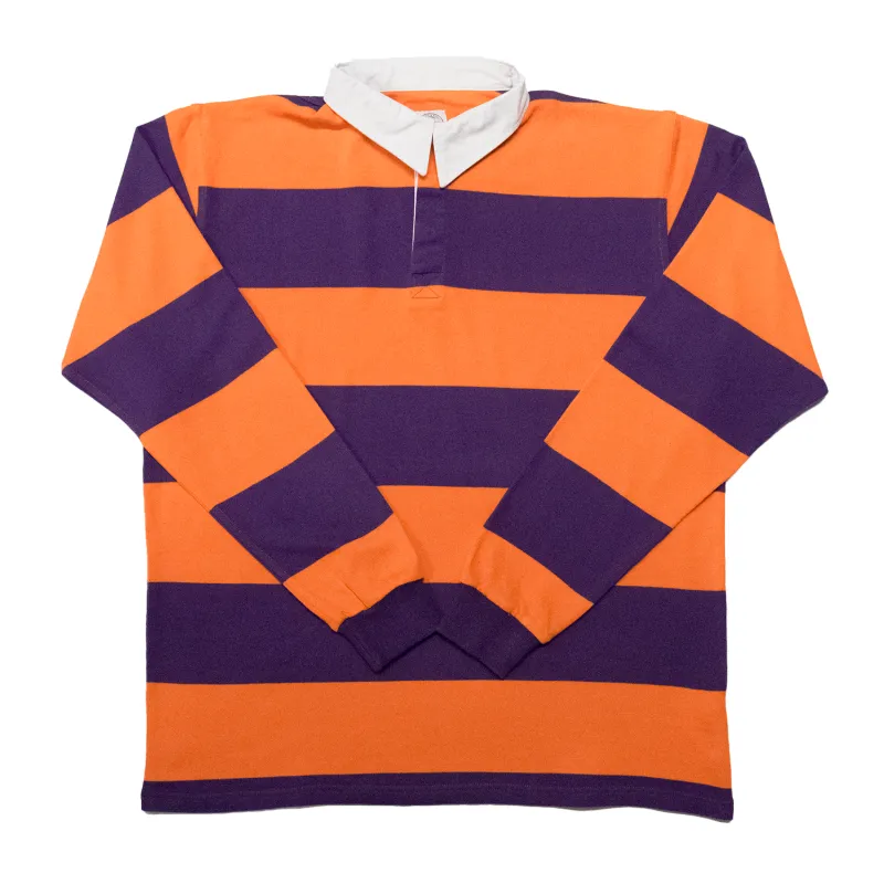 Orange / Purple Collegiate Stripe Rugby Shirt - Regular Fit sold by Morris and King