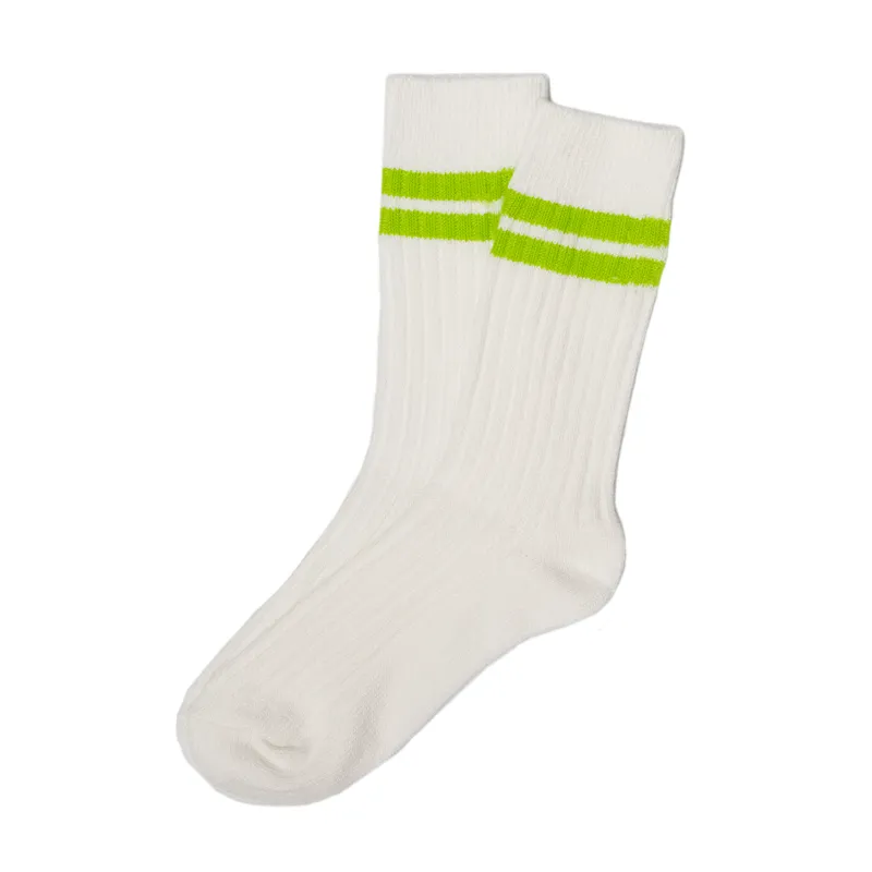 Lime / Snow White Stripe Knit Socks sold by Morris and King