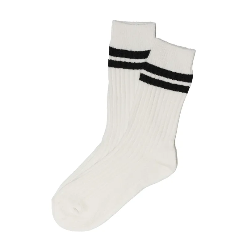 Black / Snow White Stripe Knit Socks sold by Morris and King