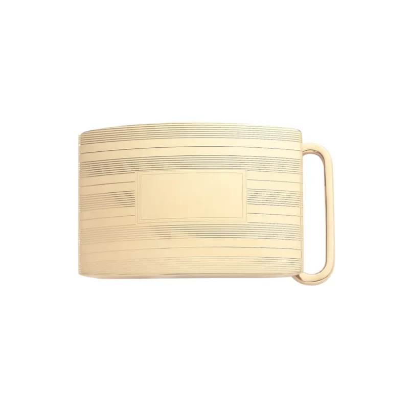 1" Engine Turned Belt Buckle - Gold Plated Sterling Silver sold by Morris and King