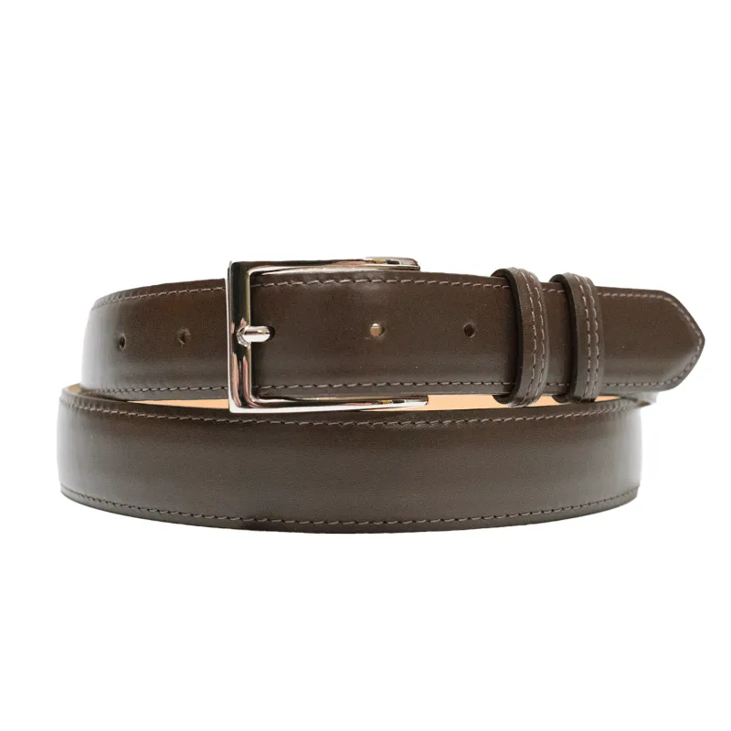 1-1/8" Brown French Calf Classic Leather Belt made by Morris and King