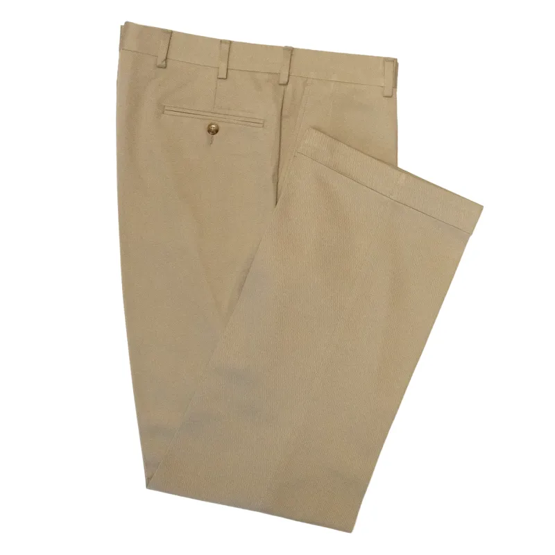 Khaki Cotton Twill Trousers - Classic Fit sold by Morris and King