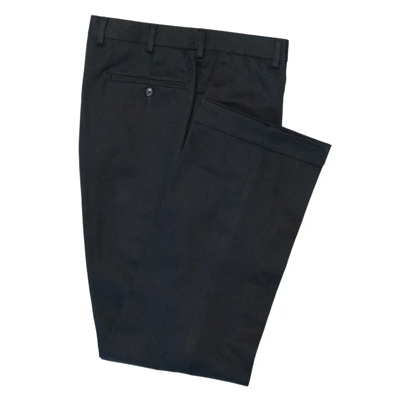 Navy Cotton Twill Trousers - Classic Fit sold by Morris and King