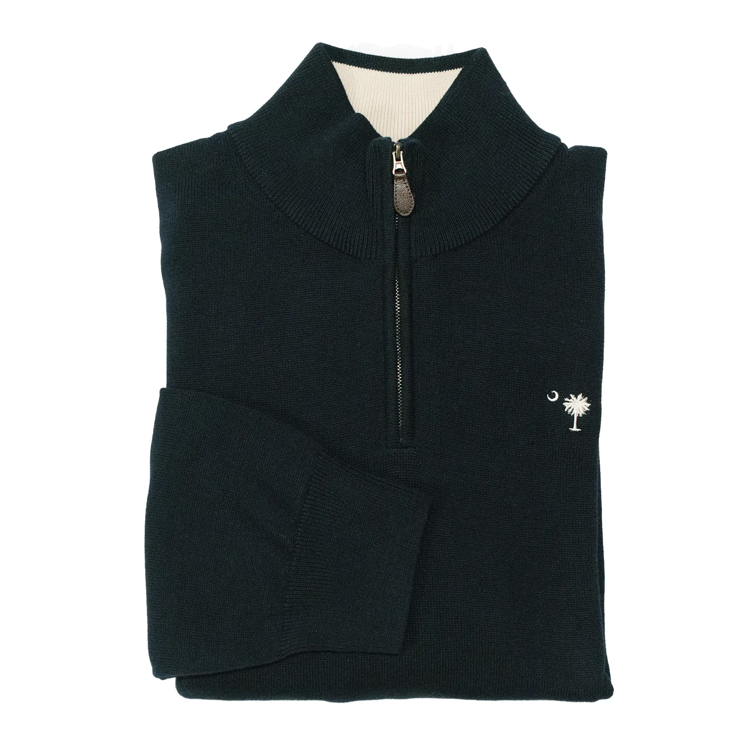 Dark Navy Midweight Quarter Zip Sweater sold by Morris and King