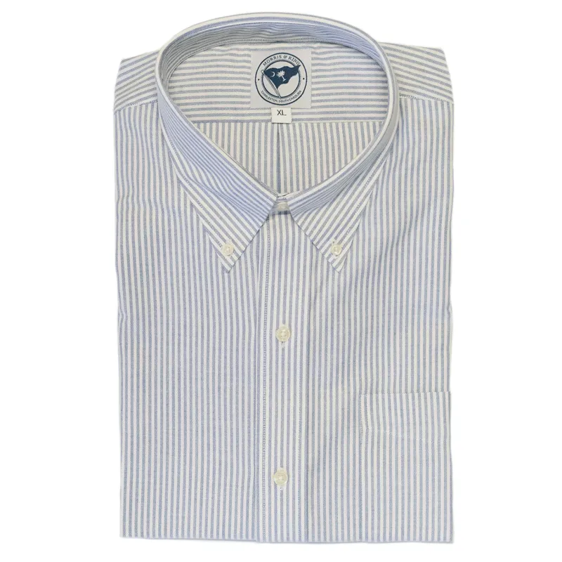 Blue / White Stripe Oxford Button Down Shirt - Traditional Fit sold by Morris and King