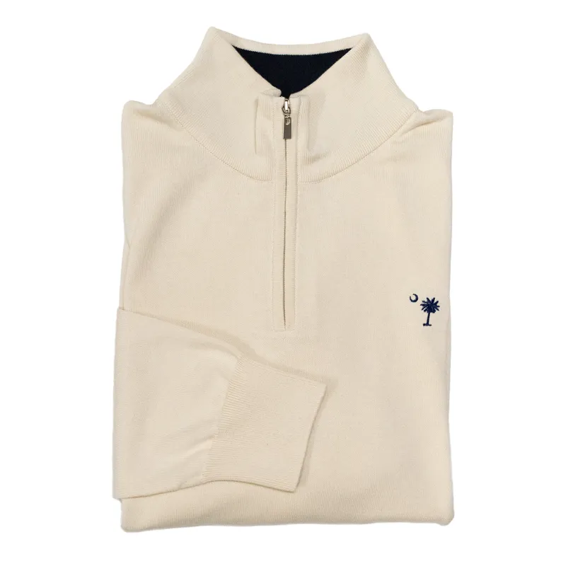 Ecru Lightweight Quarter Zip Sweater sold by Morris and King