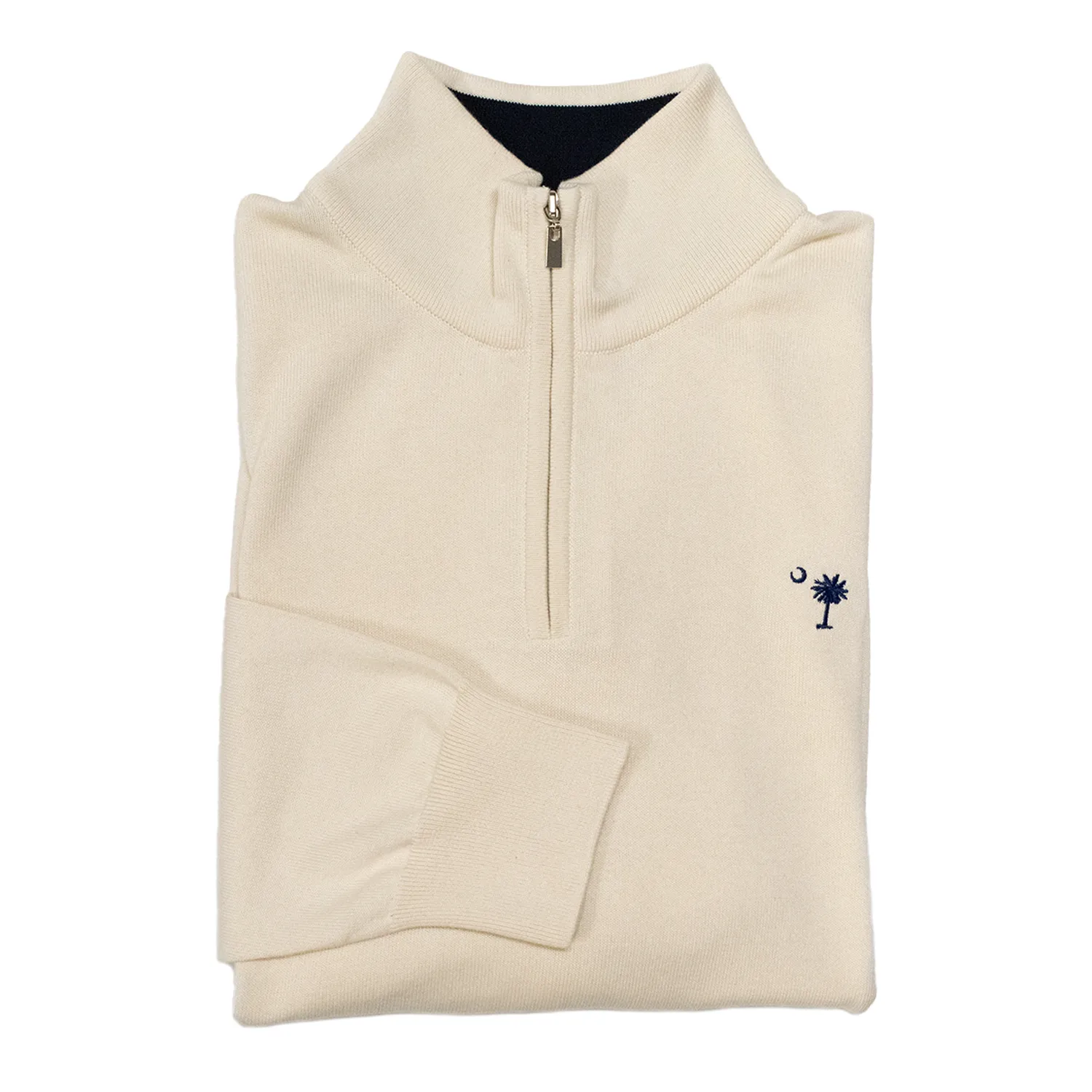 Ecru Lightweight Quarter Zip Sweater sold by Morris and King