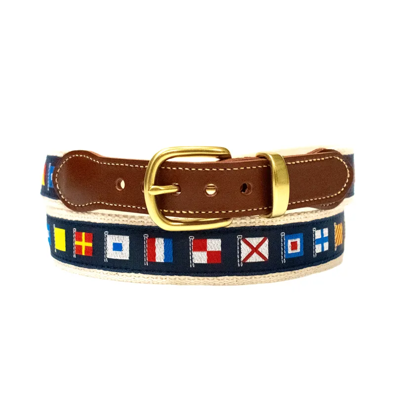 Natural Nautical Flag Belt sold by Morris and King