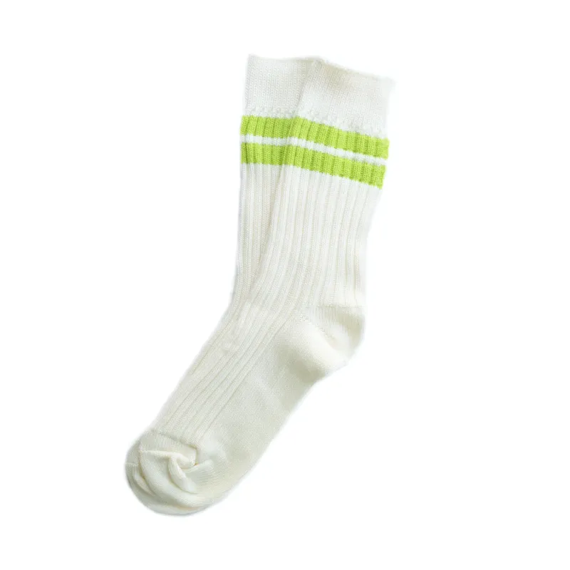 Chartreuse / White Stripe Knit Socks sold by Morris and King
