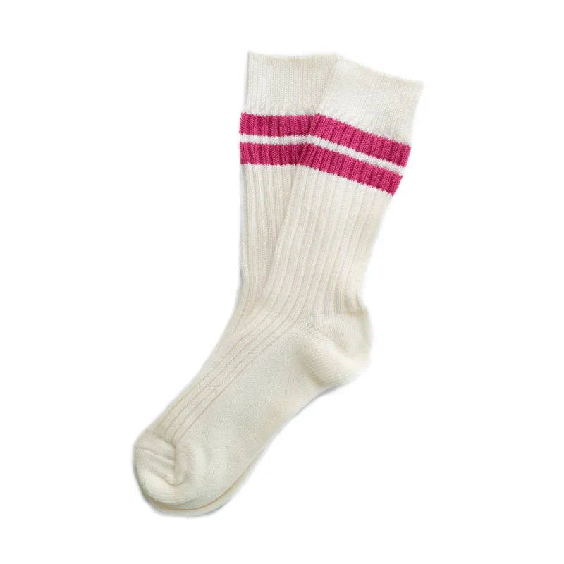 Pink / White Stripe Knit Socks sold by Morris and King