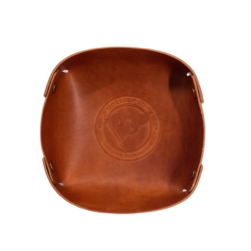 Mahogany Leather Valet Tray (Small) sold by Morris and King