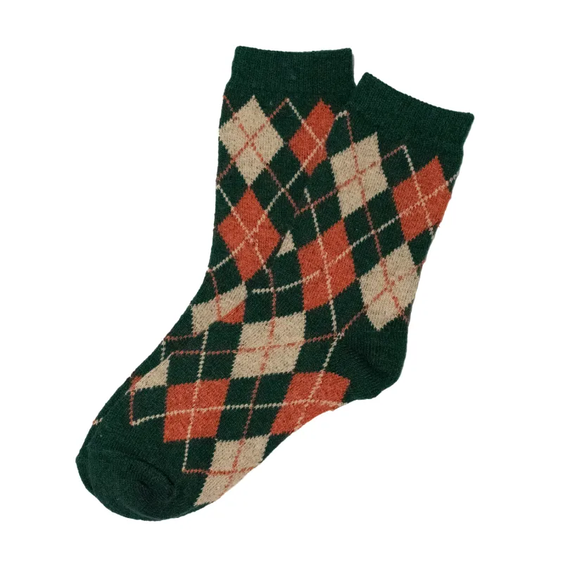 Forest Green / Raspberry Lightweight Argyle Socks (SS25) sold by Morris and King