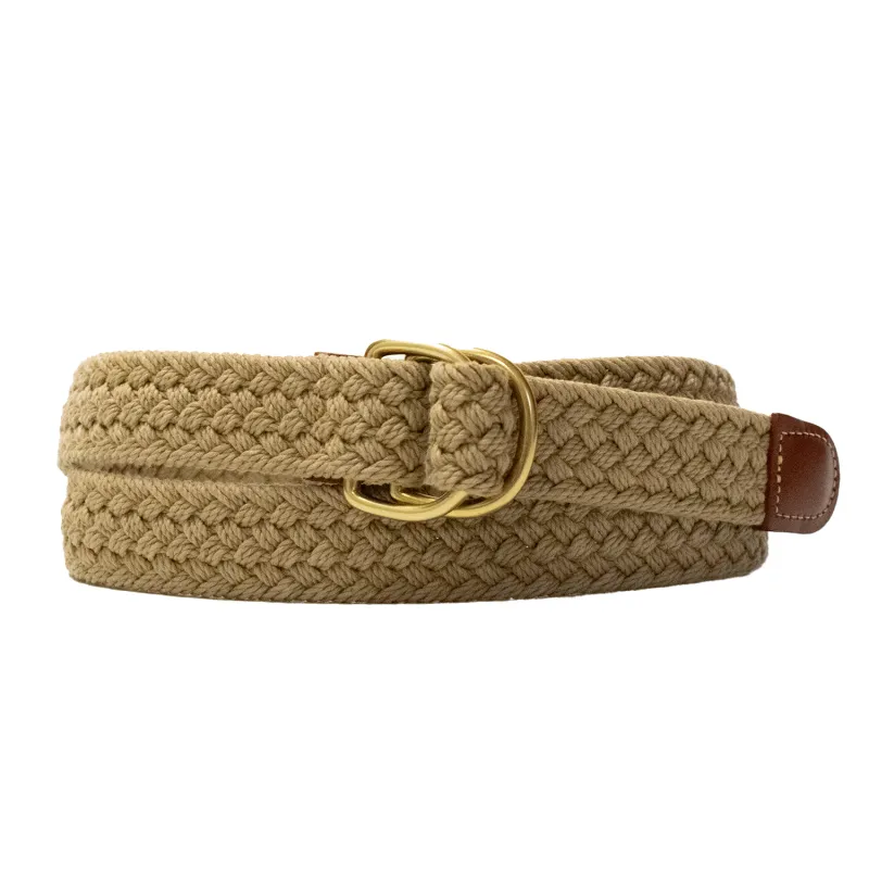 Khaki Woven D-Ring Belt sold by Morris and King