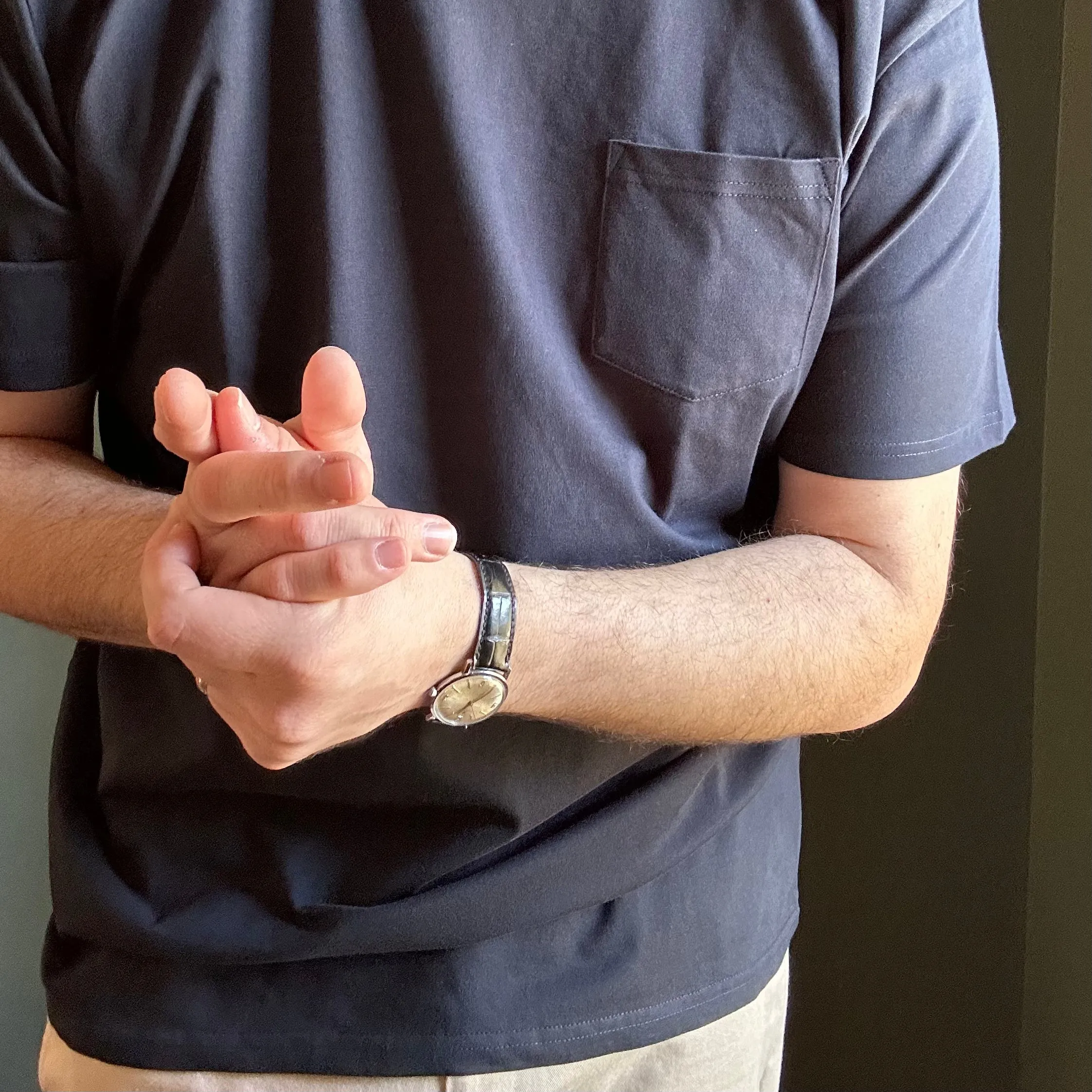 Dark Navy Combed Cotton Pocket T-Shirt (SS25) sold by Morris and King product image thumbnail 2