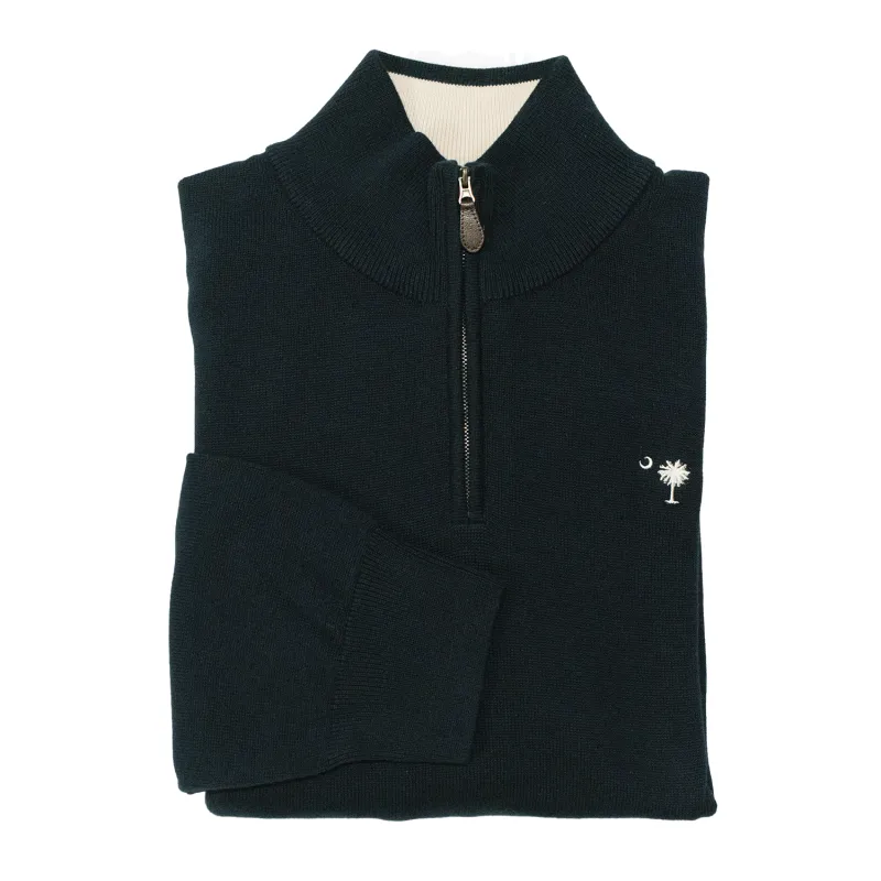 Dark Navy Midweight Quarter Zip Sweater (FW24) sold by Morris and King