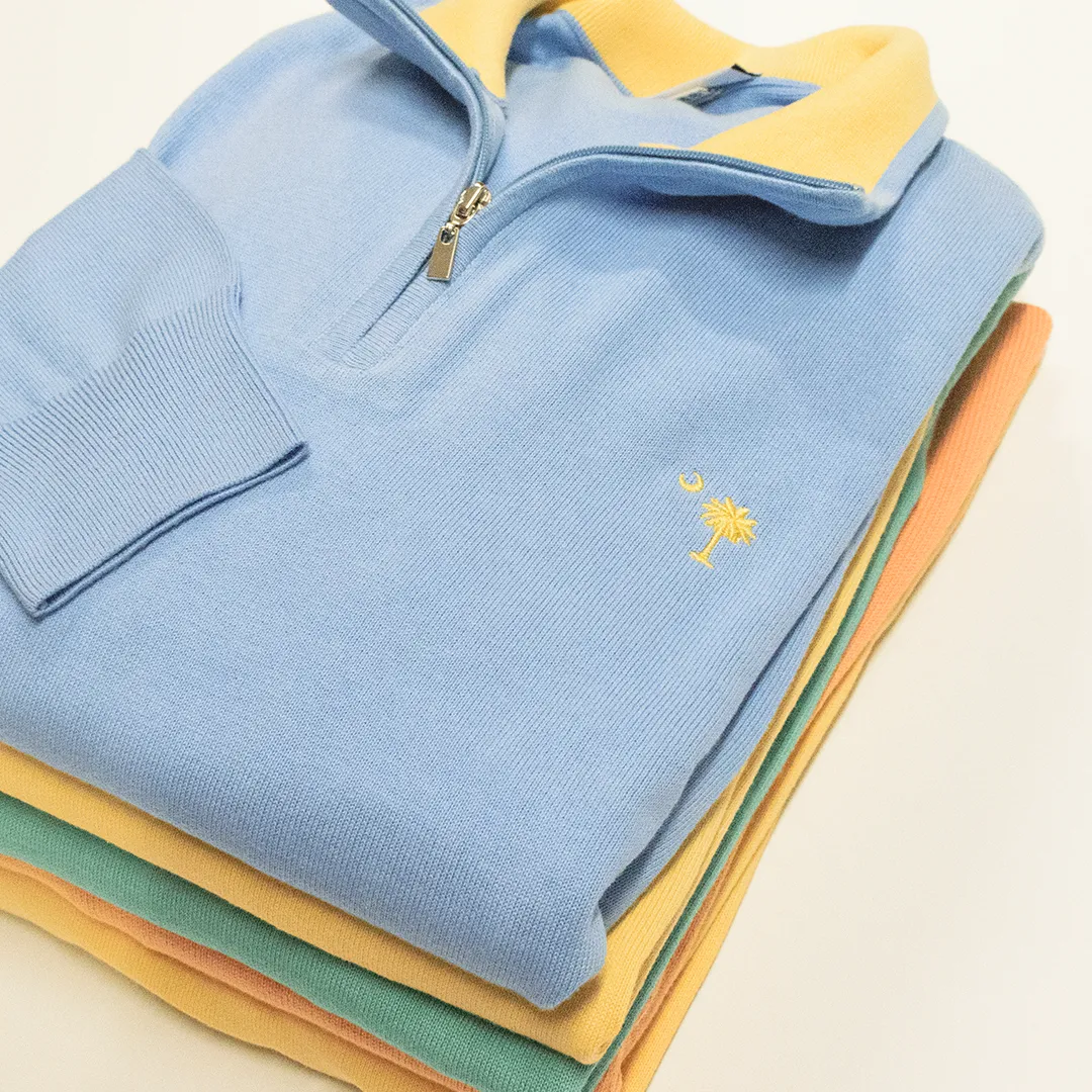 Light Blue Lightweight Quarter Zip Sweater (SS25) sold by Morris and King product image thumbnail 4