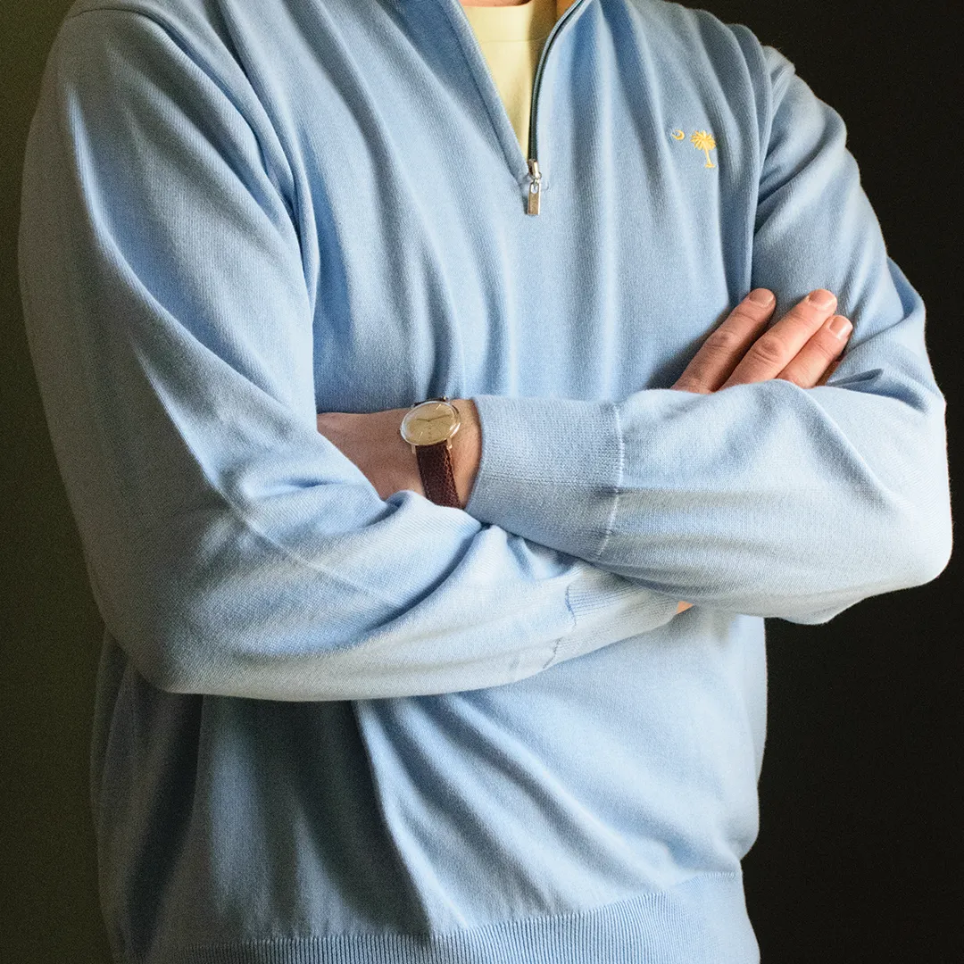 Light Blue Lightweight Quarter Zip Sweater (SS25) sold by Morris and King product image thumbnail 5