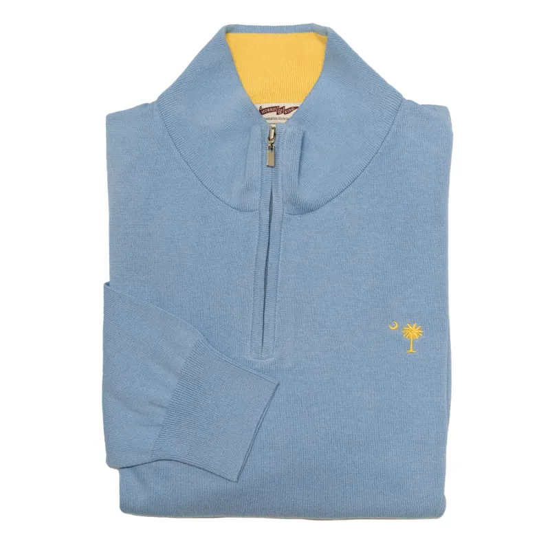 Light Blue Lightweight Quarter Zip Sweater (SS25) sold by Morris and King