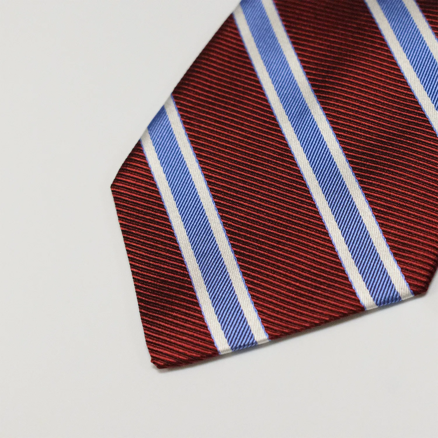 Burgundy / Blue/ Silver Triple Stripe Repp Tie sold by Morris and King product image thumbnail 2