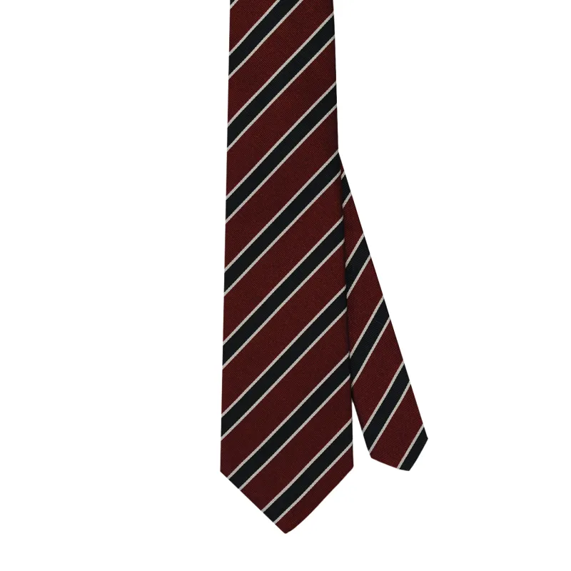 Burgundy / Silver / Navy Regimental Tie - English Yorkshire Regiment made by Morris and King