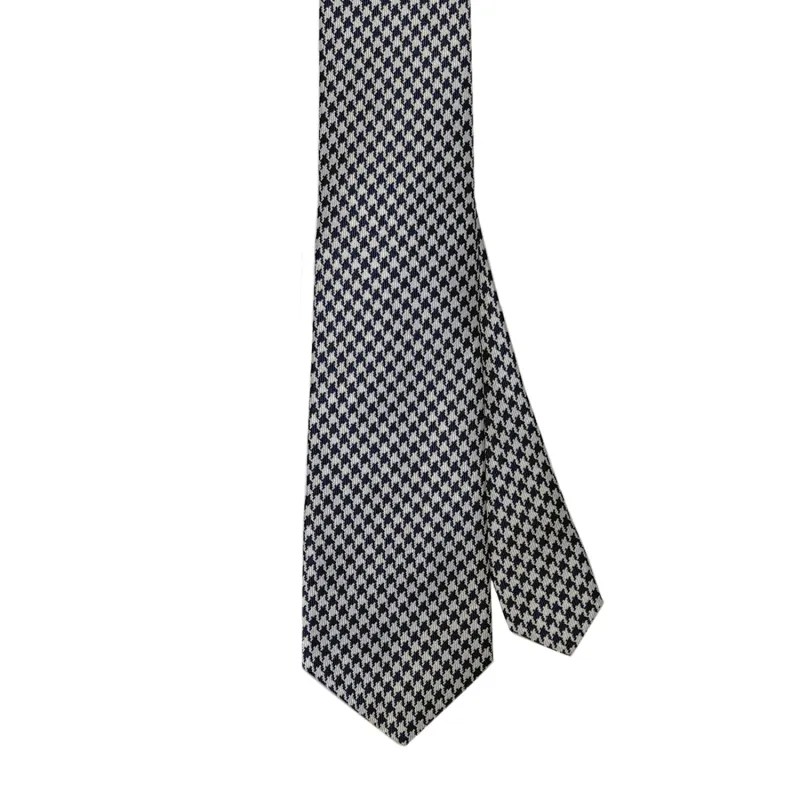 Navy / Silver Houndstooth Tie made by Morris and King