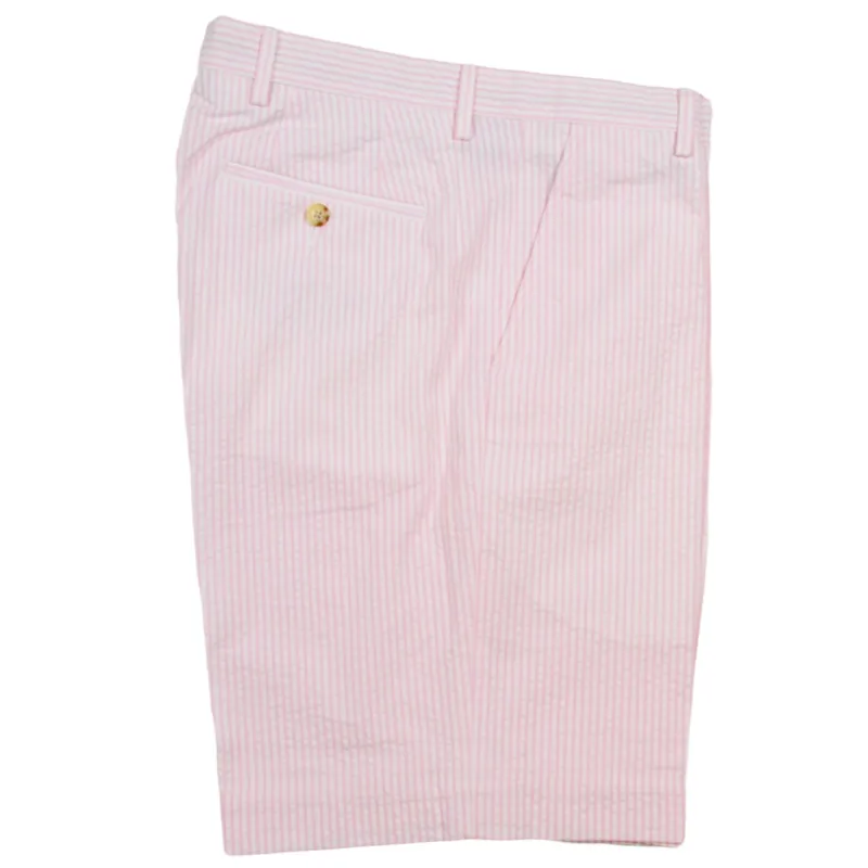 Pink / White Seersucker Shorts - Classic Fit made by Morris and King