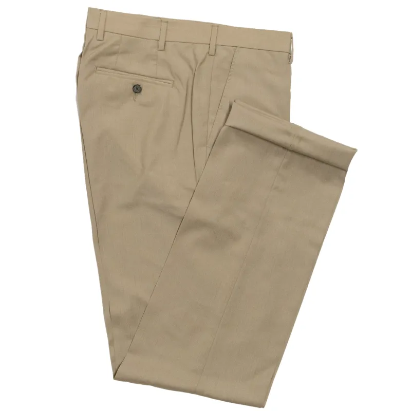 Tan Tropical Wool Trousers - Classic Fit sold by Morris and King