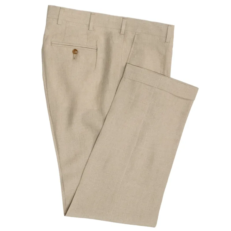 Natural Linen Trousers - Classic Fit sold by Morris and King