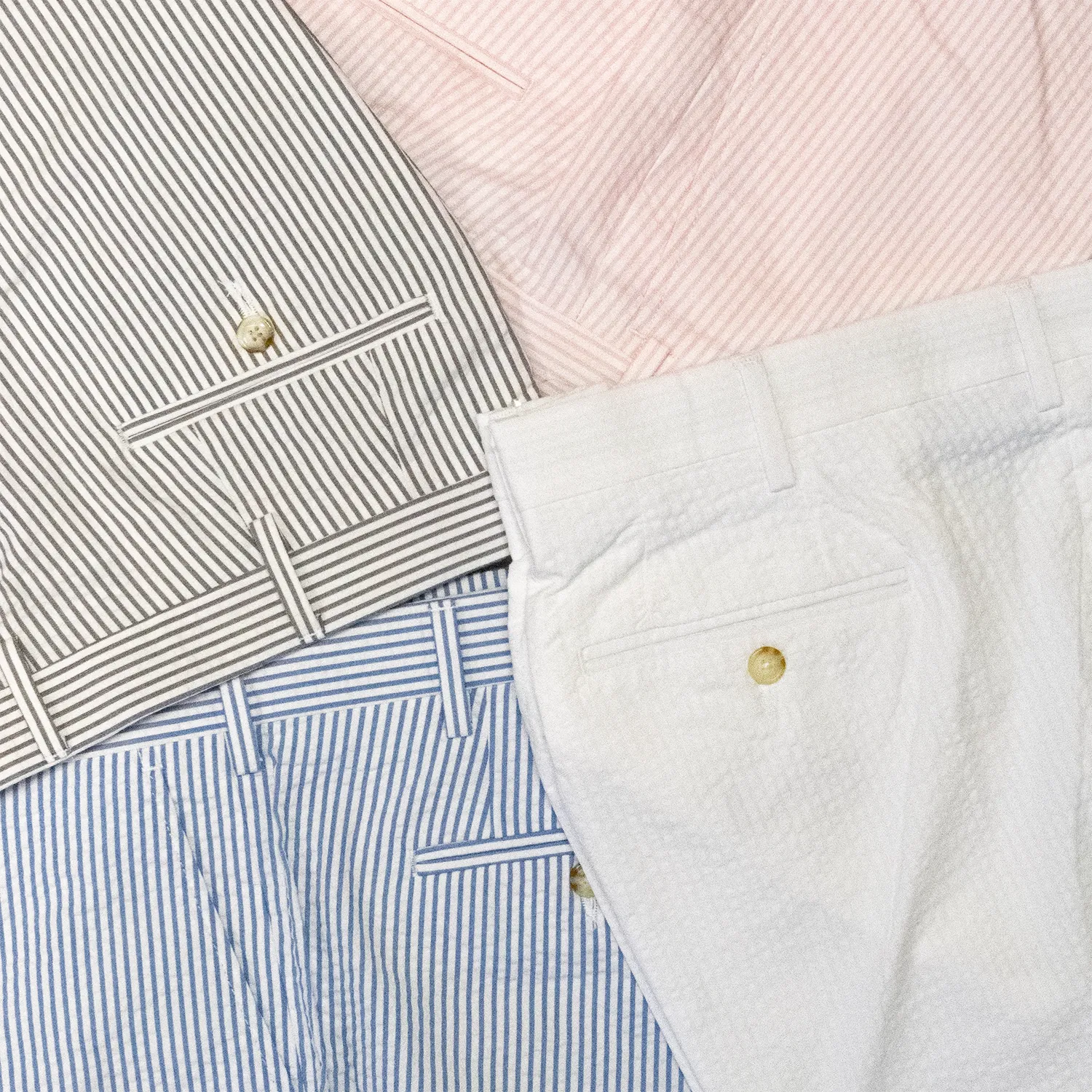 Pink / White Seersucker Trousers - Classic Fit sold by Morris and King product image thumbnail 2