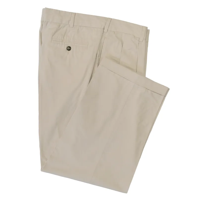 Stone Pleated Lightweight Poplin Pants - Classic Fit sold by Morris and King