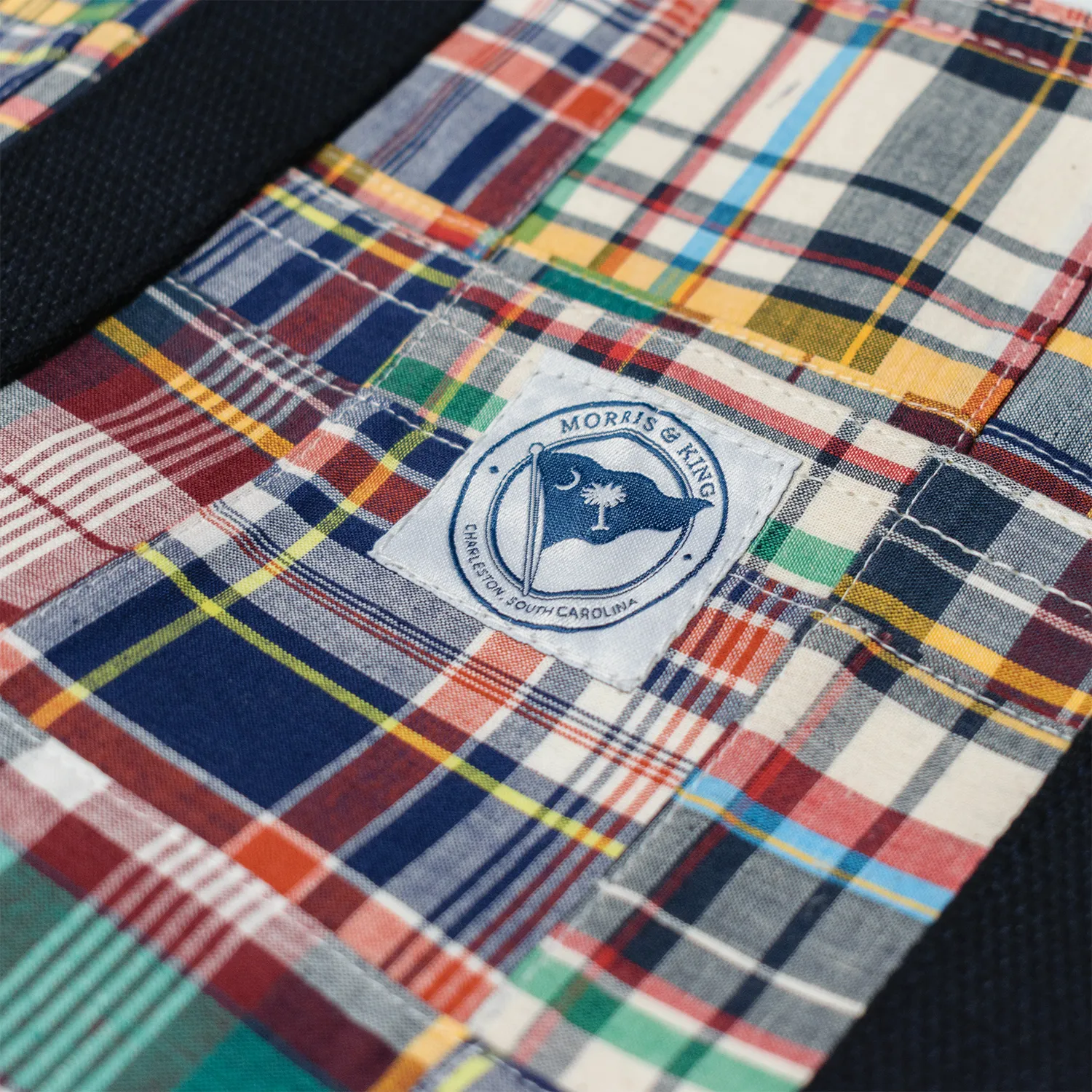 Classic Navy Patch Madras Tote Bag sold by Morris and King product image thumbnail 2