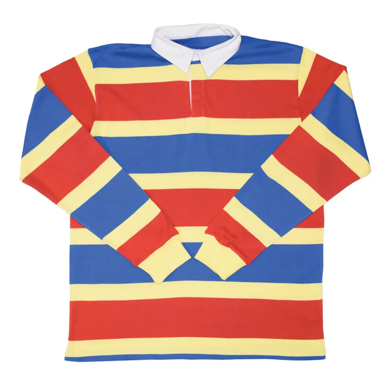 Blue / Sand / Coral Stripe Rugby Shirt - Regular Fit sold by Morris and King
