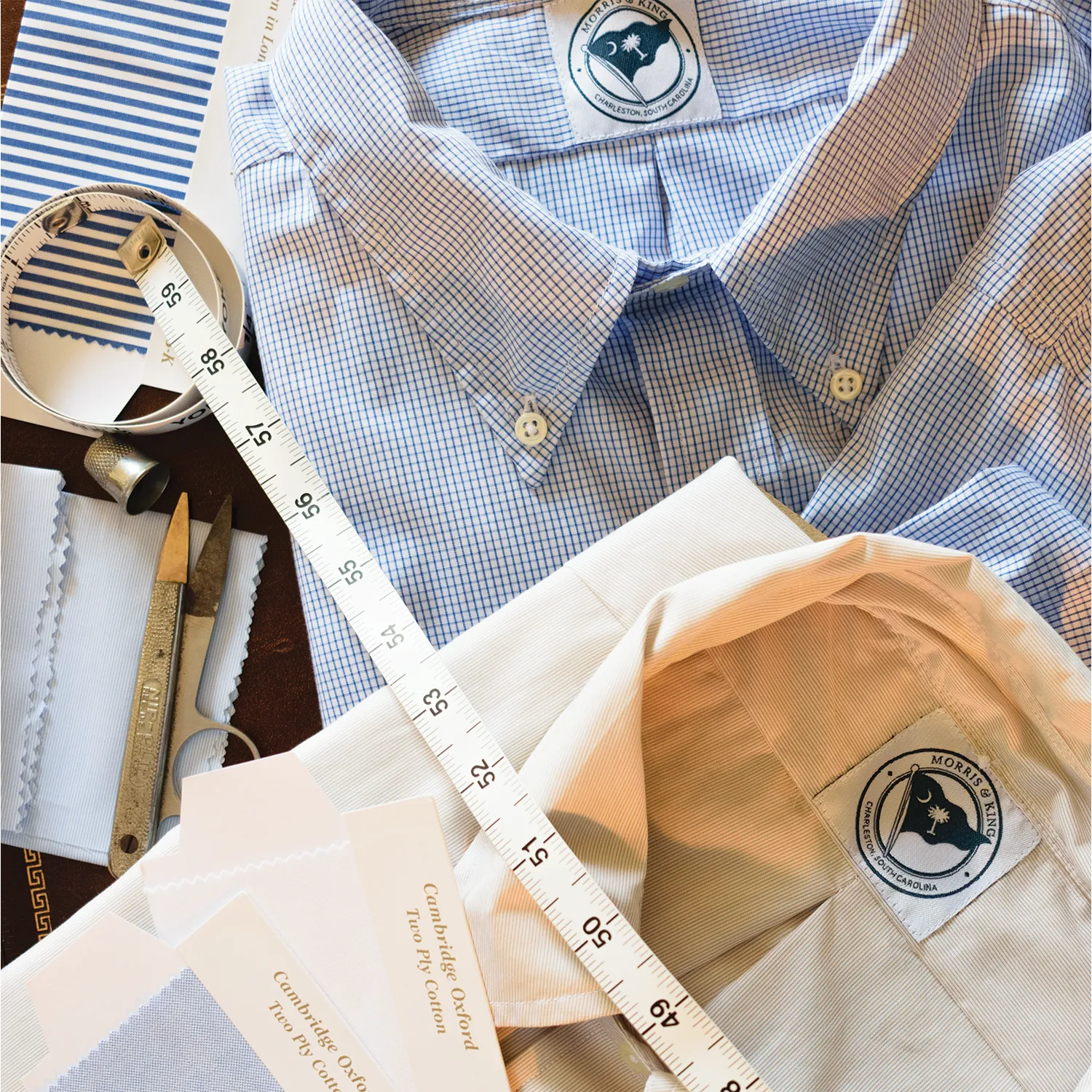 Beige Mini Stripe Button Down Shirt - Made To Order sold by Morris and King product image thumbnail 4