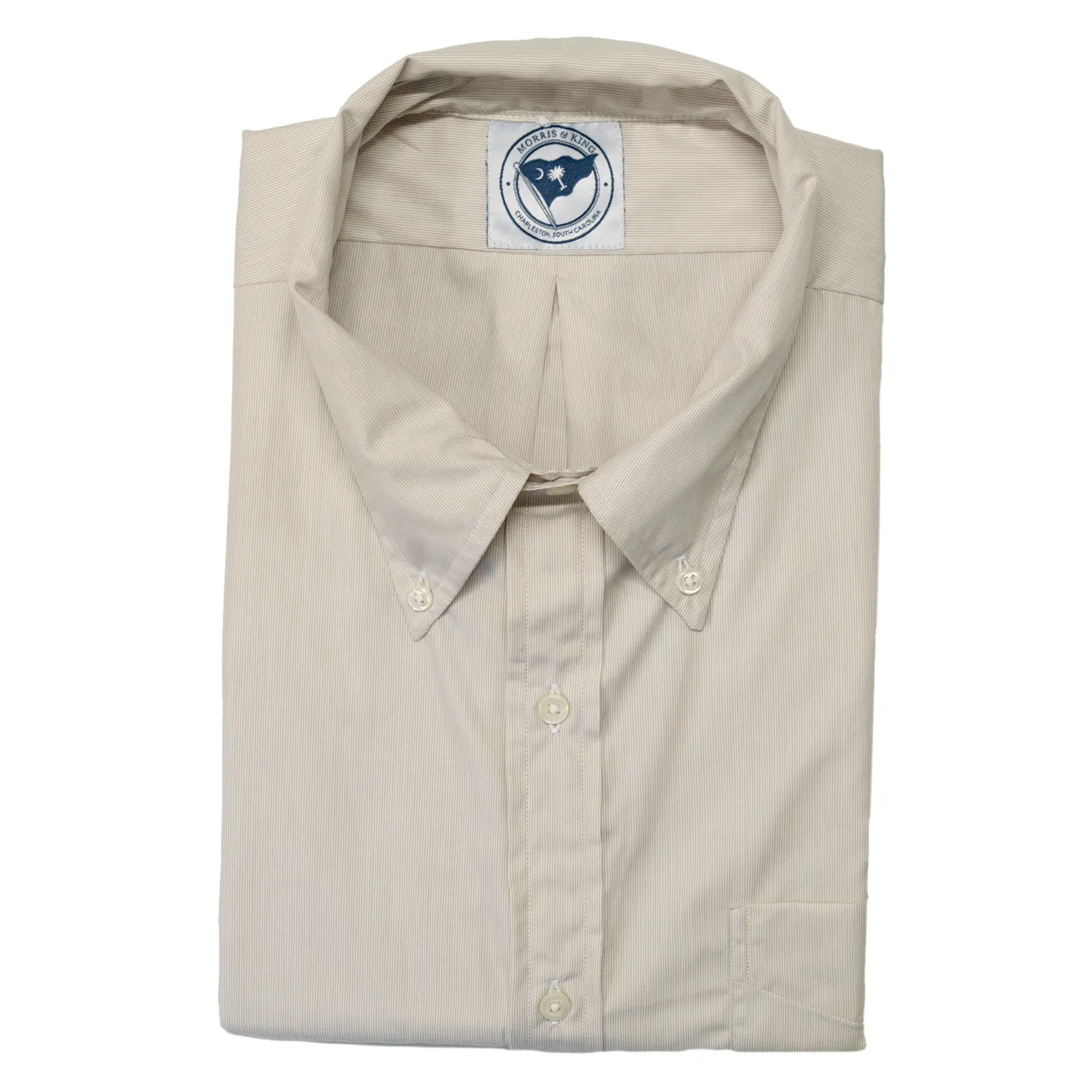 Beige Mini Stripe Button Down Shirt - Made To Order sold by Morris and King