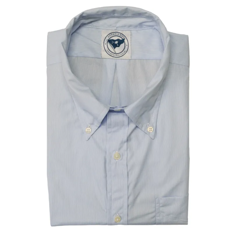 Light Blue Mini Stripe Button Down Shirt - Made To Order made by Morris and King