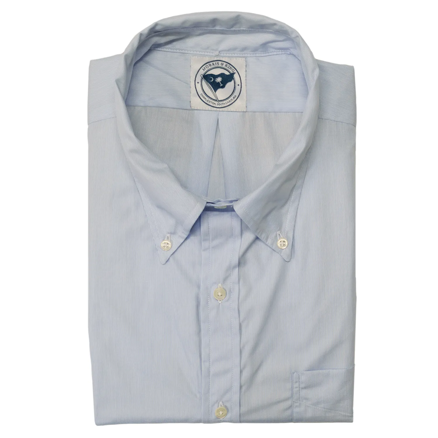 Light Blue Mini Stripe Button Down Shirt - Made To Order sold by Morris and King
