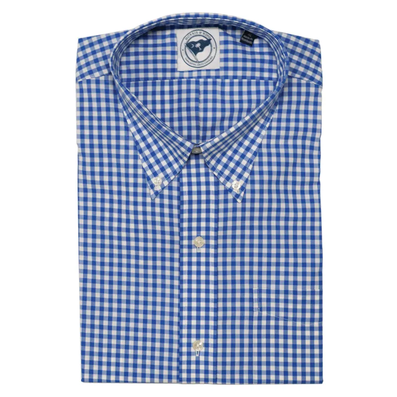 Blue Gingham Clubhouse Sport Shirt - Traditional Fit made by Morris and King