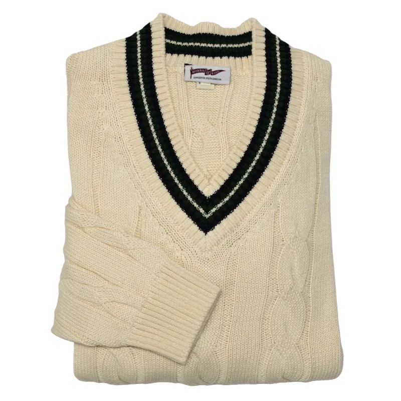 Cream / Navy / Dark Green Classic Cricket Sweater made by Morris and King
