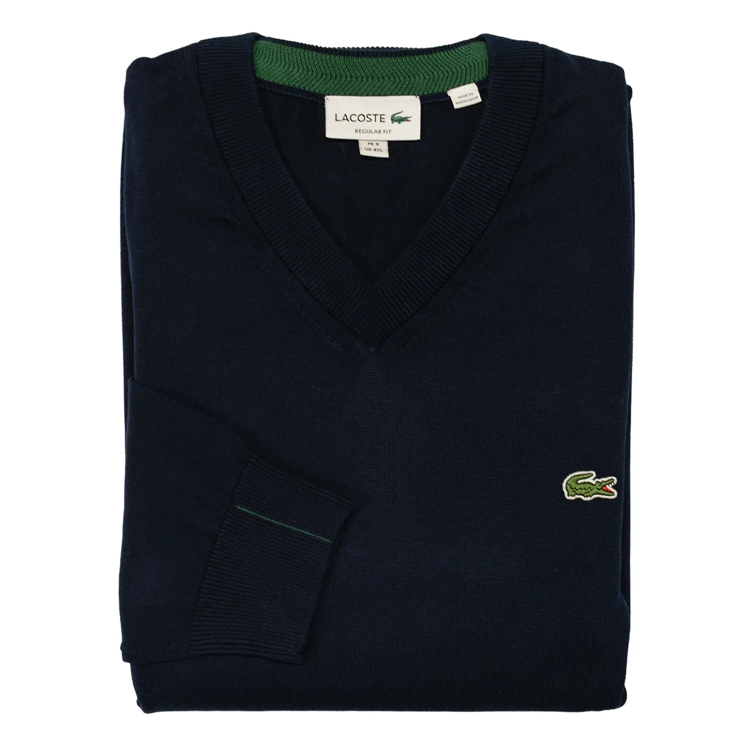 Navy Blue Cotton V-Neck Sweater sold by Morris and King