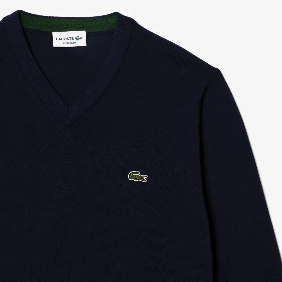 Navy Blue Cotton V-Neck Sweater sold by Morris and King product image thumbnail 3