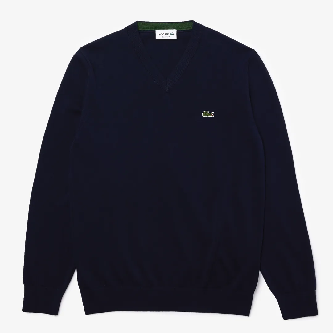 Navy Blue Cotton V-Neck Sweater sold by Morris and King product image thumbnail 2