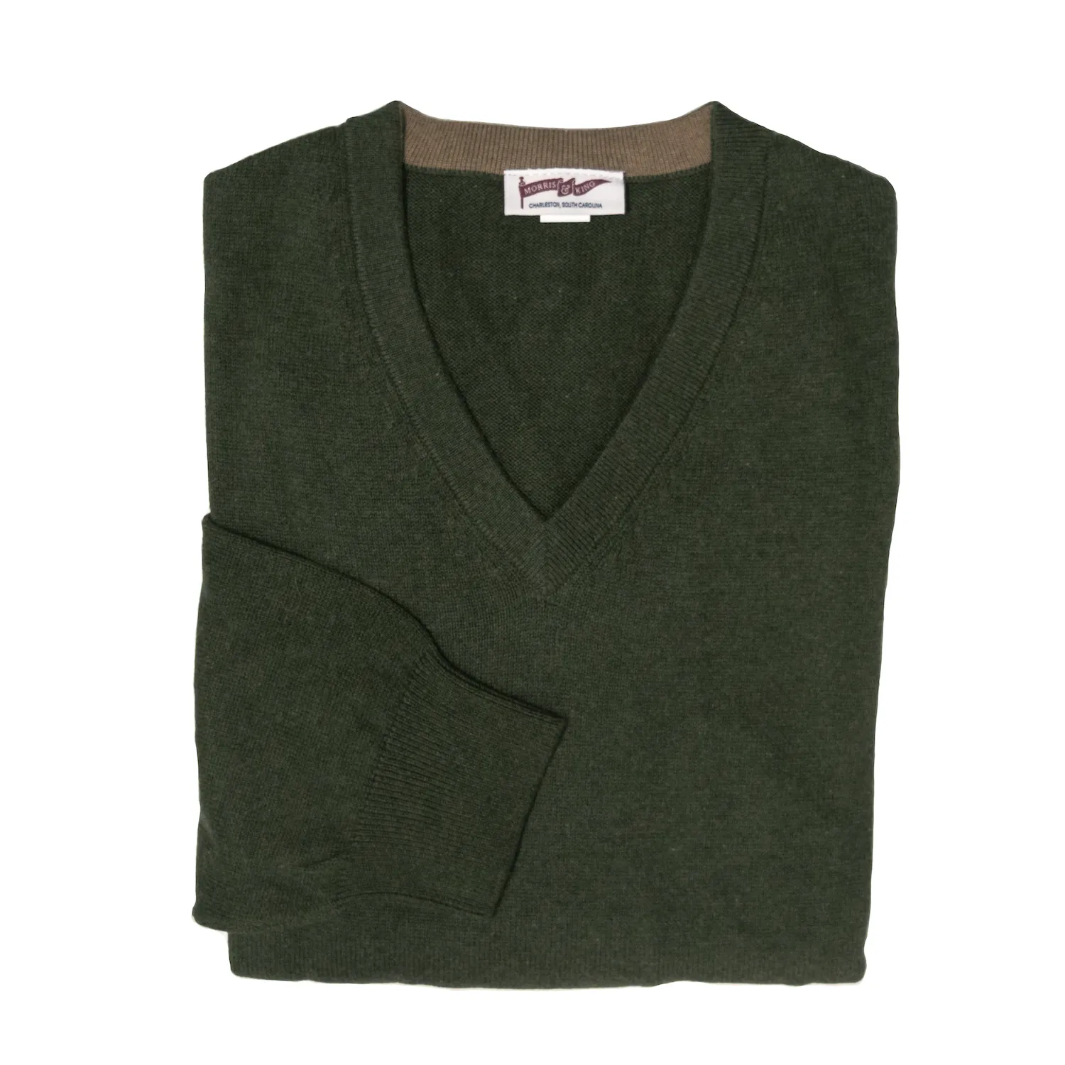 Dark Green V-Neck Sweater sold by Morris and King